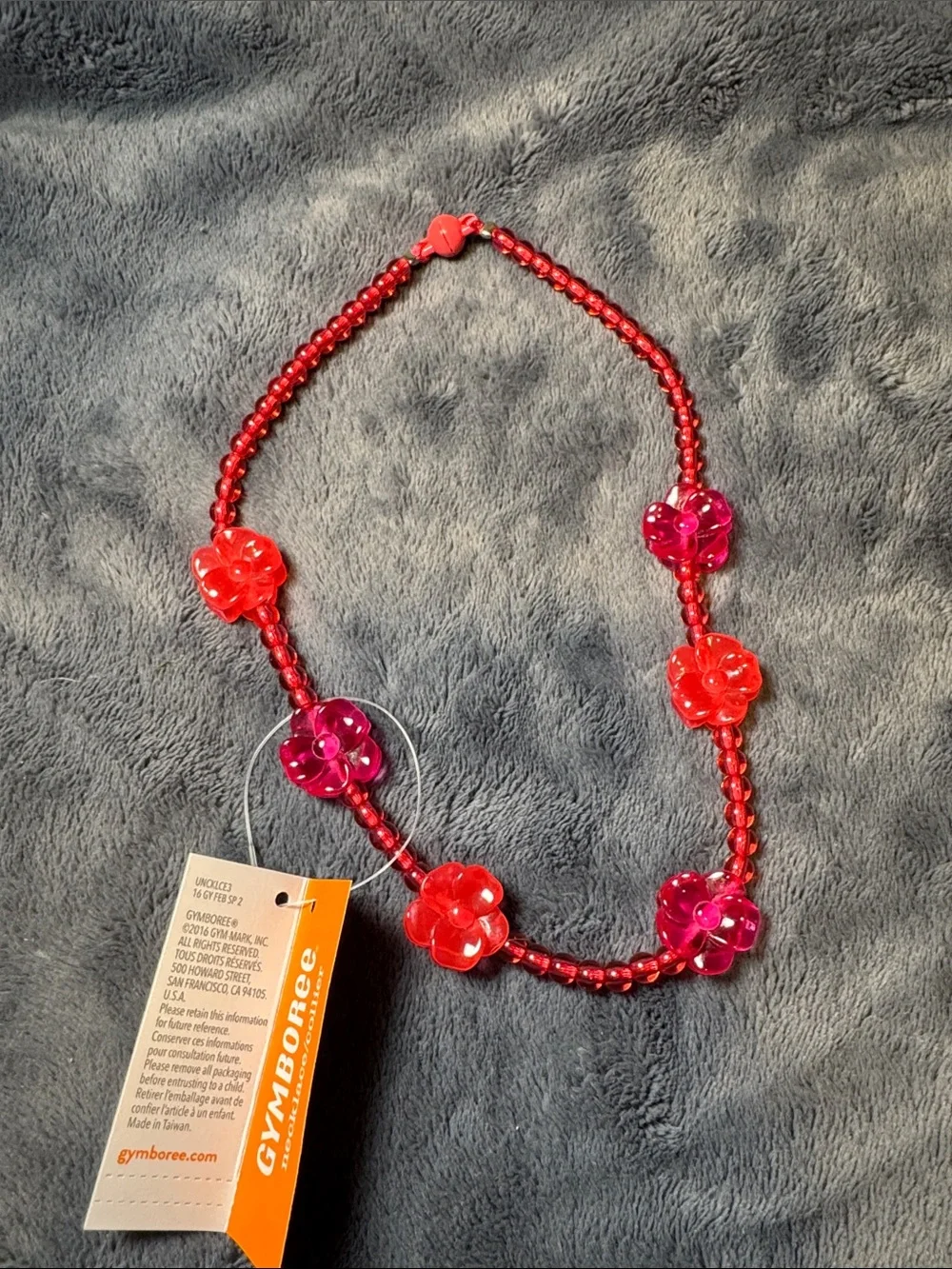 Gymboree Hot Pink and Fuchsia Flower Bead Necklace & Bracelet Set